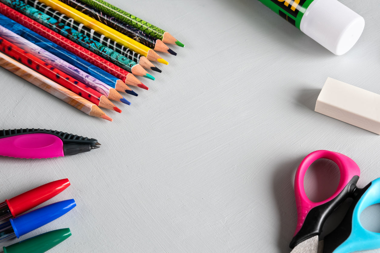 colored pencils and school supplies