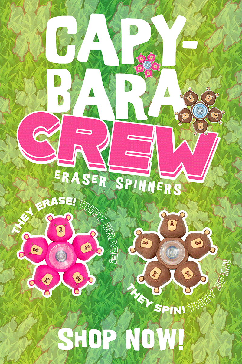 They Erase! They Spin! Capybara Crew Eraser Spinners