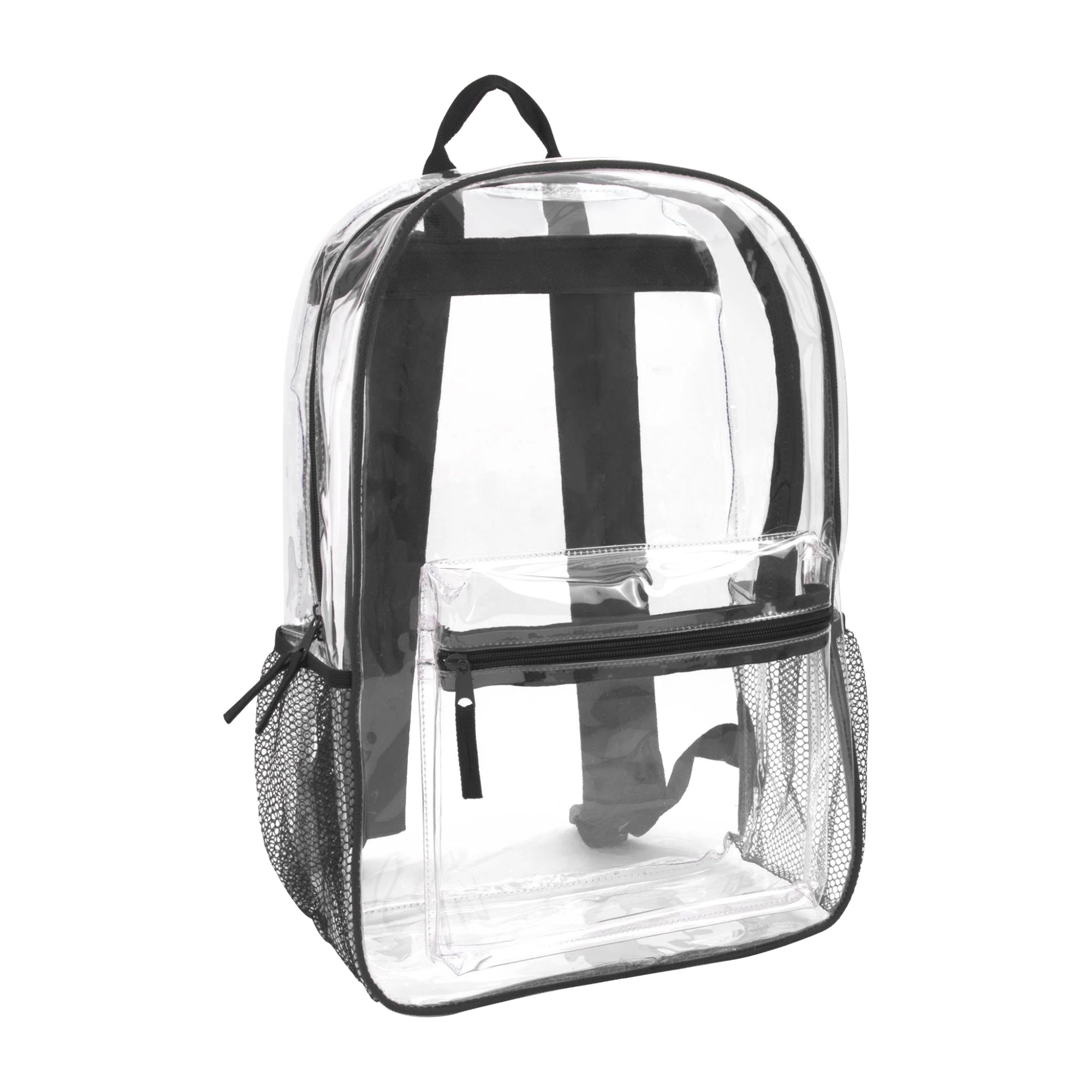 Clear Backpack with Black Straps. 