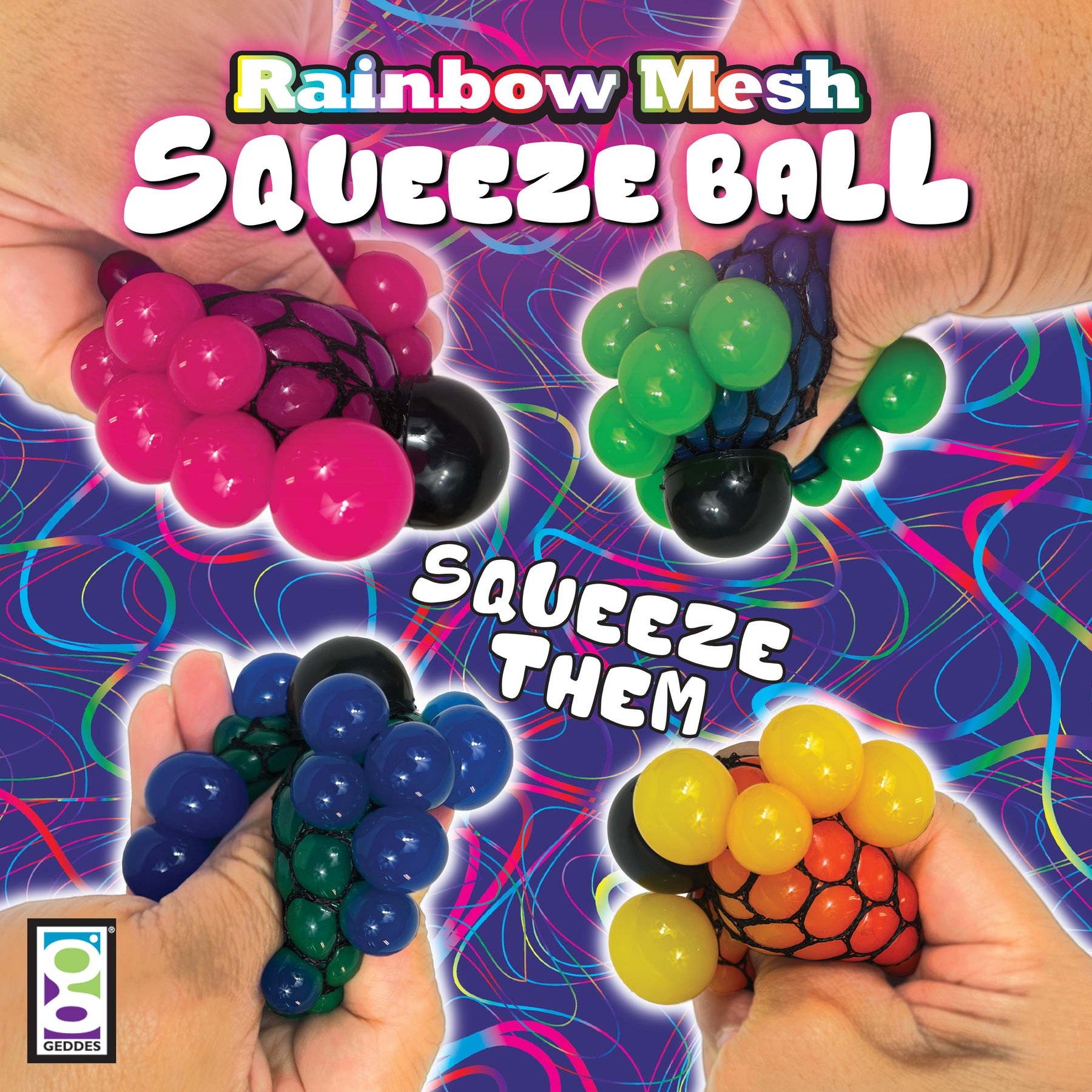 Rainbow Mesh Squeeze Balls GEDDES Novelty Toys