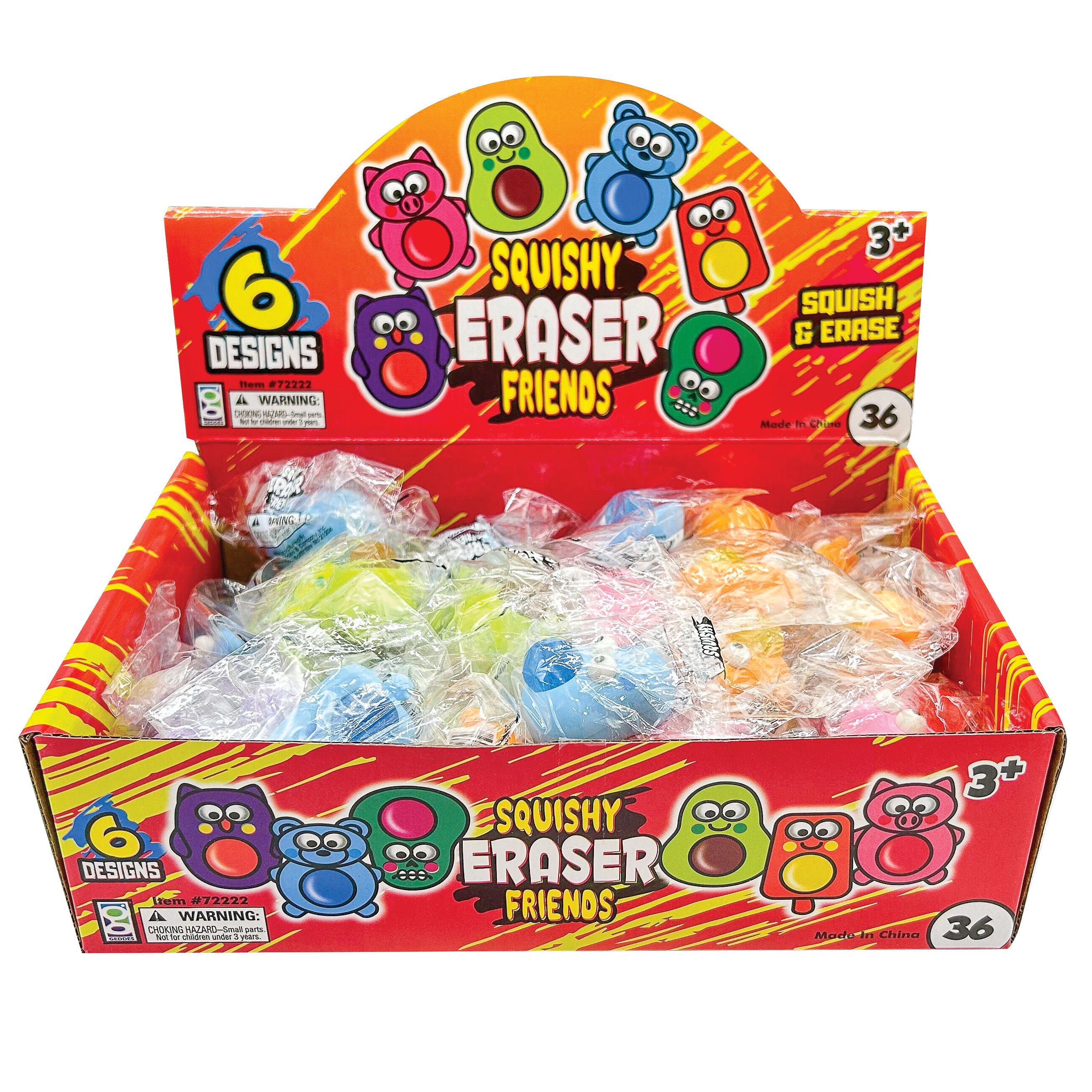 Raymond Geddes Tri-Color Kneaded Eraser for Kids (48 Pack) – Individually Wrapped Moldable Erasers - Stretch and Twist to Clean Eraser