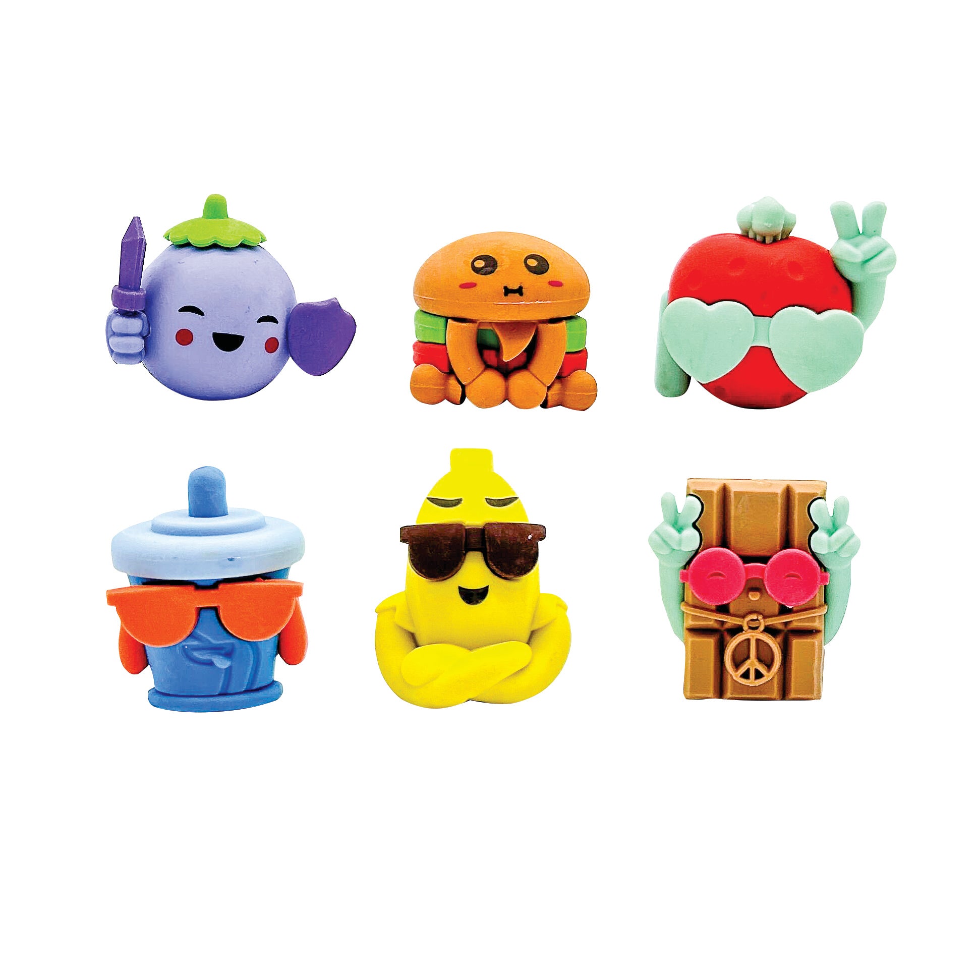 Snack Attack Cool Guys 3D Eraser Toppers