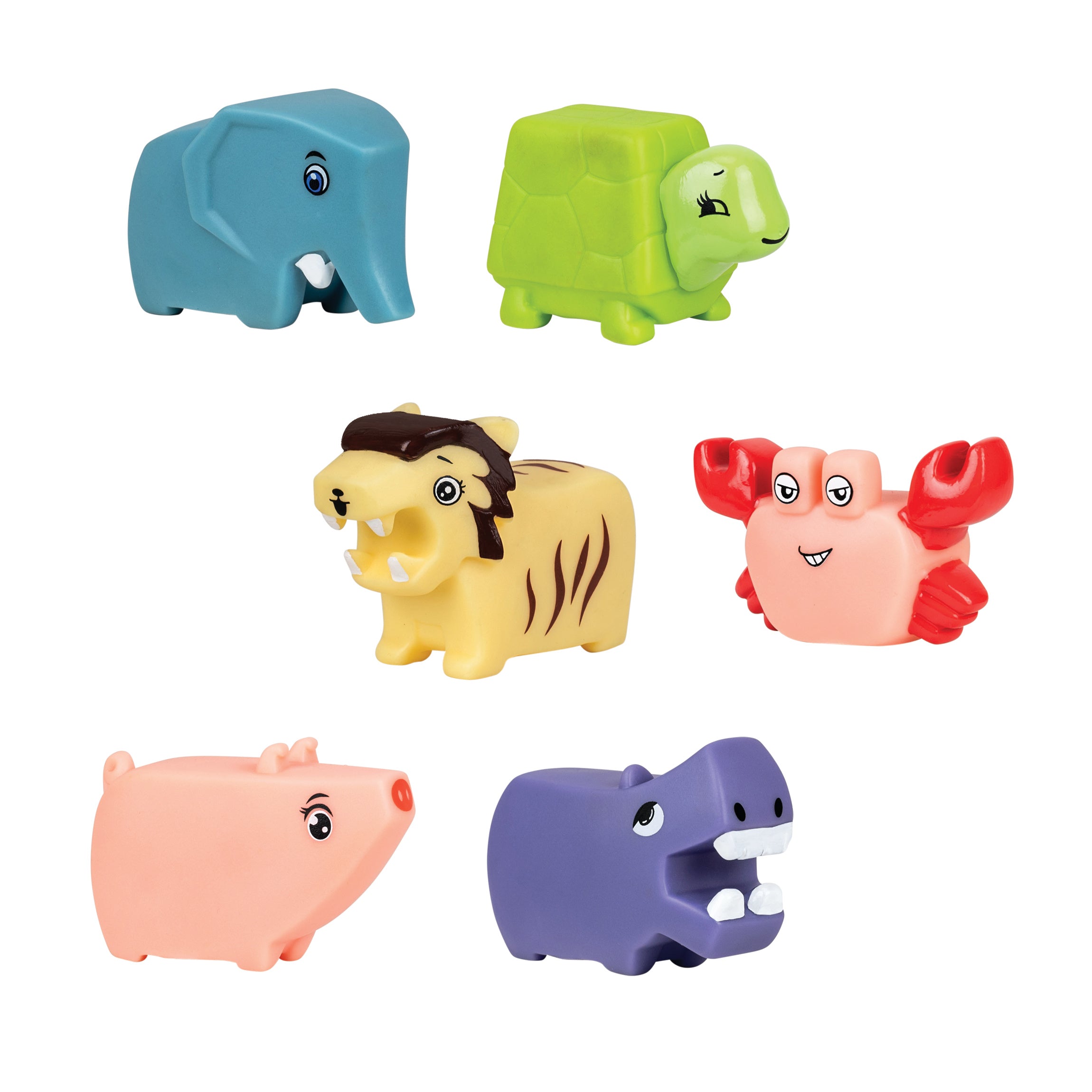Block Style Rubber Toy Animals