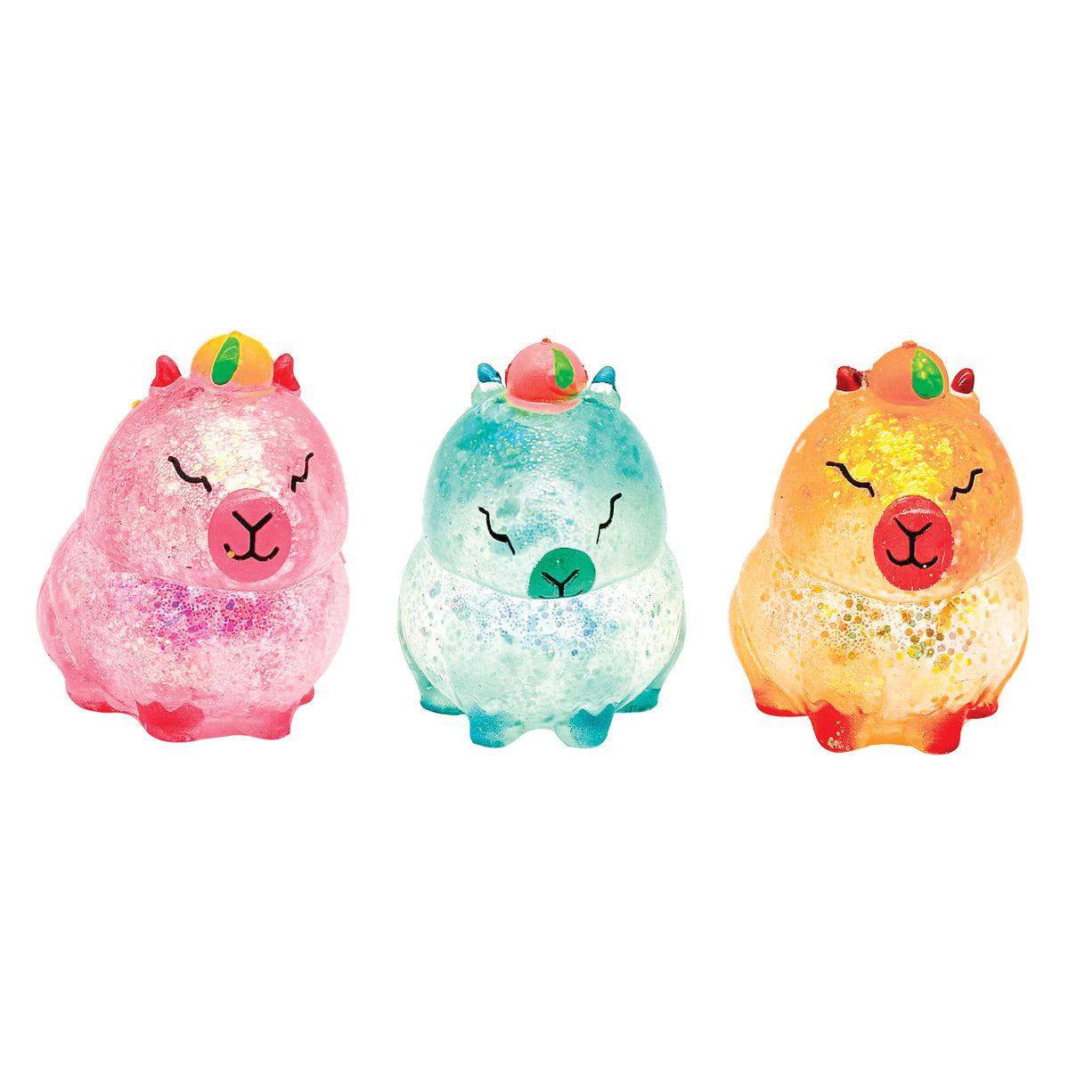 Capybara Glitter Squeeze Toys - 12 per display