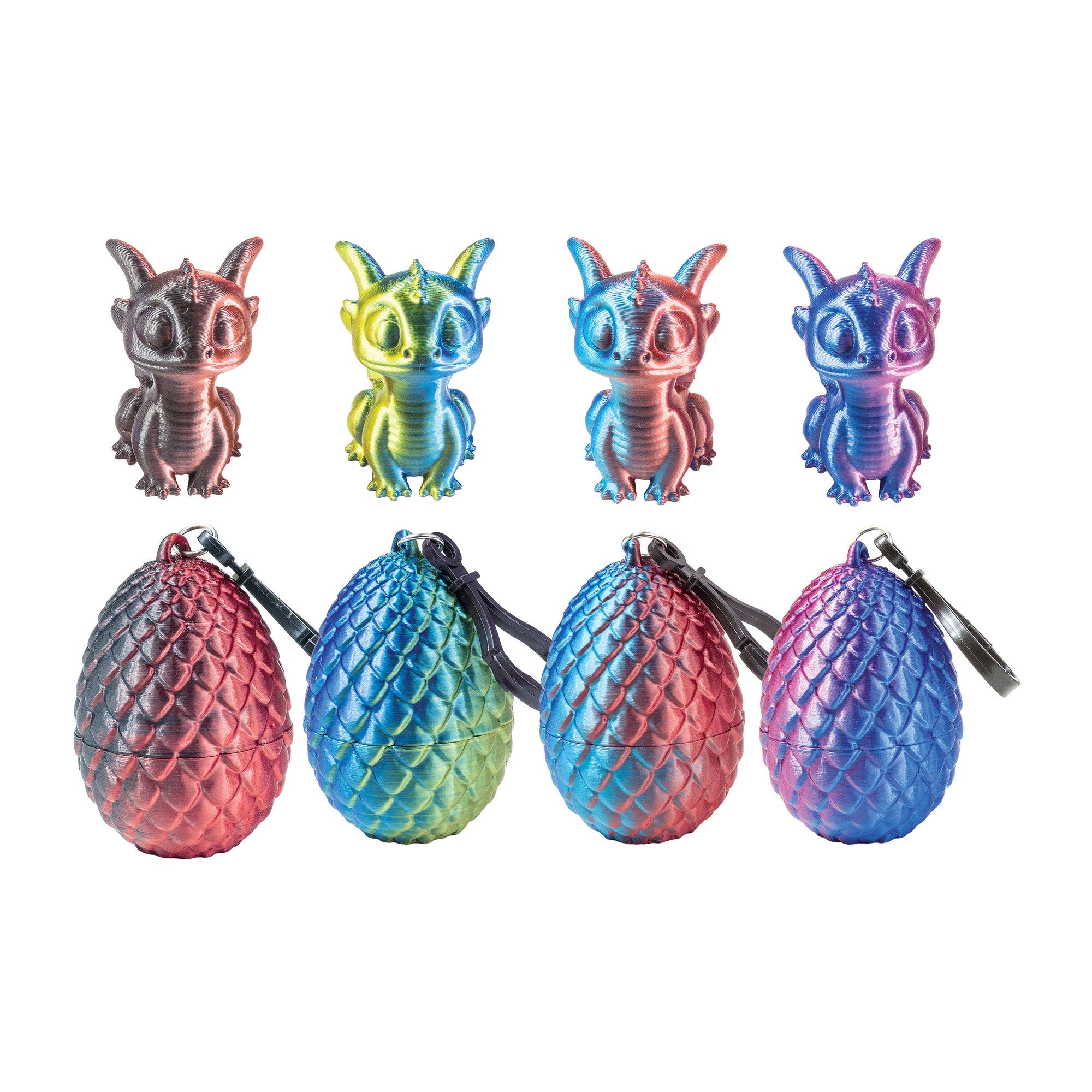 3D Printed Dragon Egg Keychains with Mini Dragon