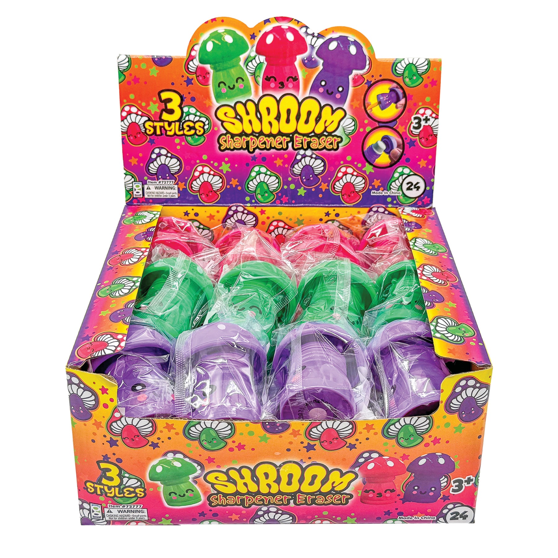 Shroom Sharpener Erasers - 24 per display