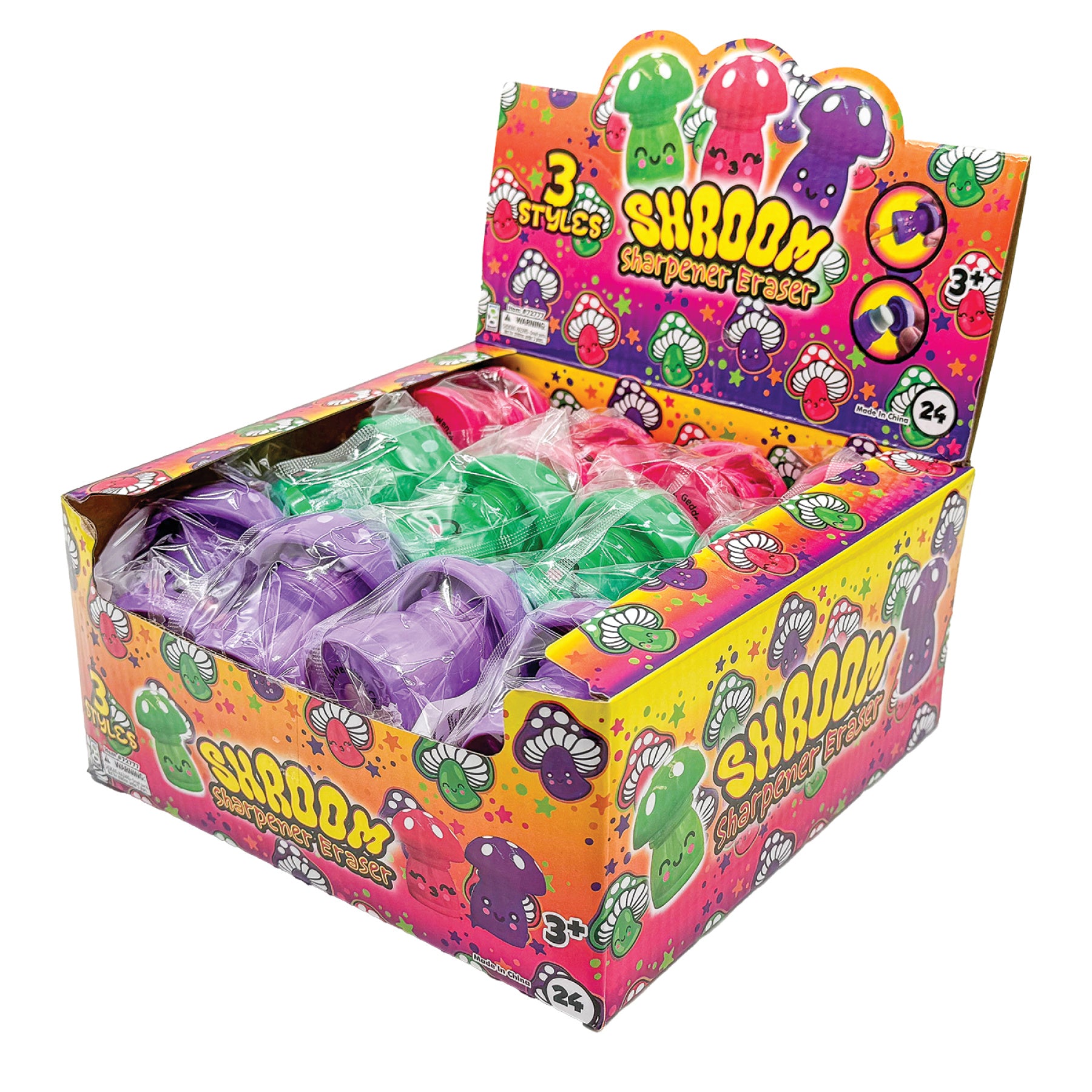 Shroom Sharpener Erasers - 24 per display