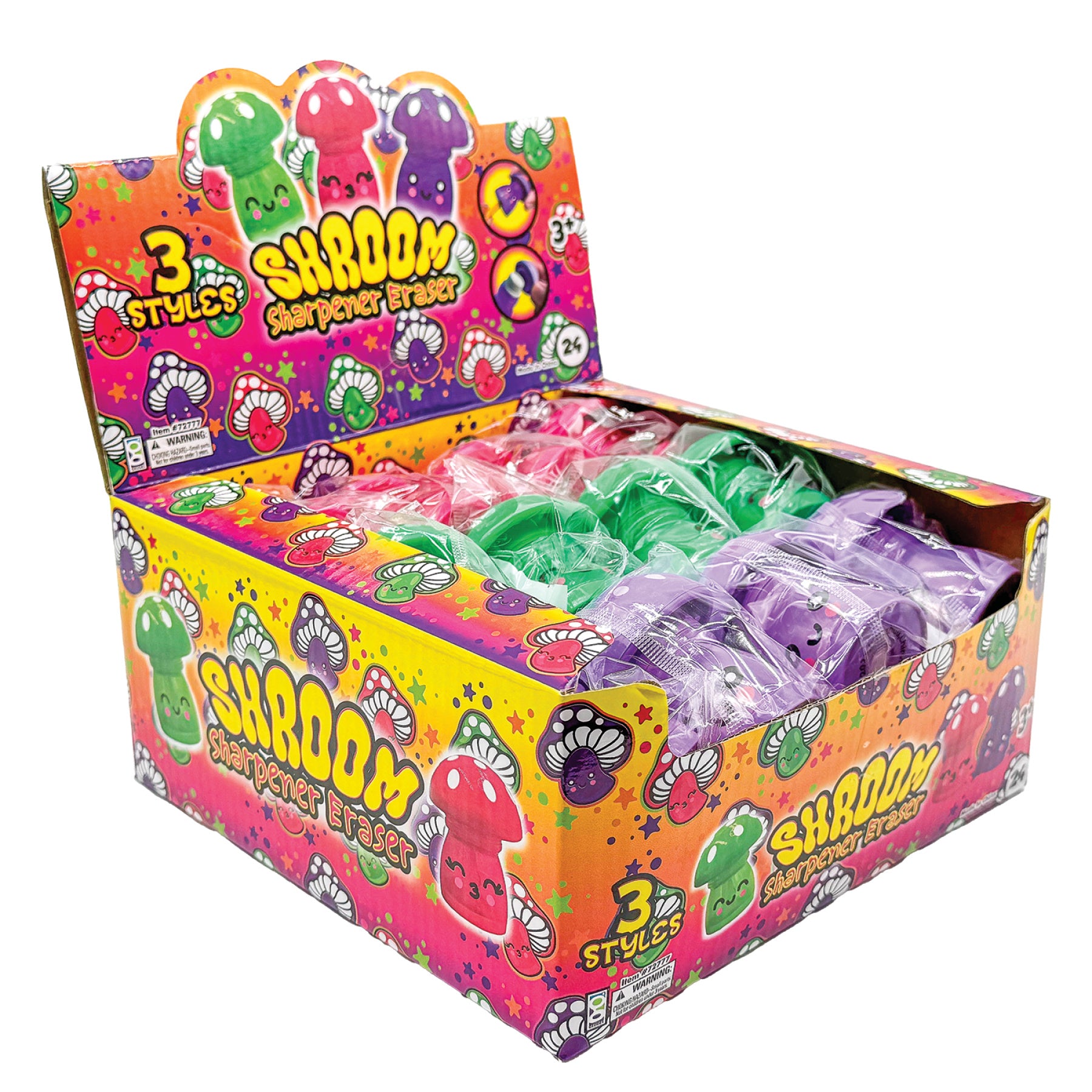 Shroom Sharpener Erasers - 24 per display