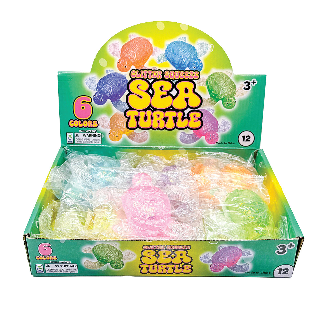 Glitter Squeeze Sea Turtle Toys - 12 per display