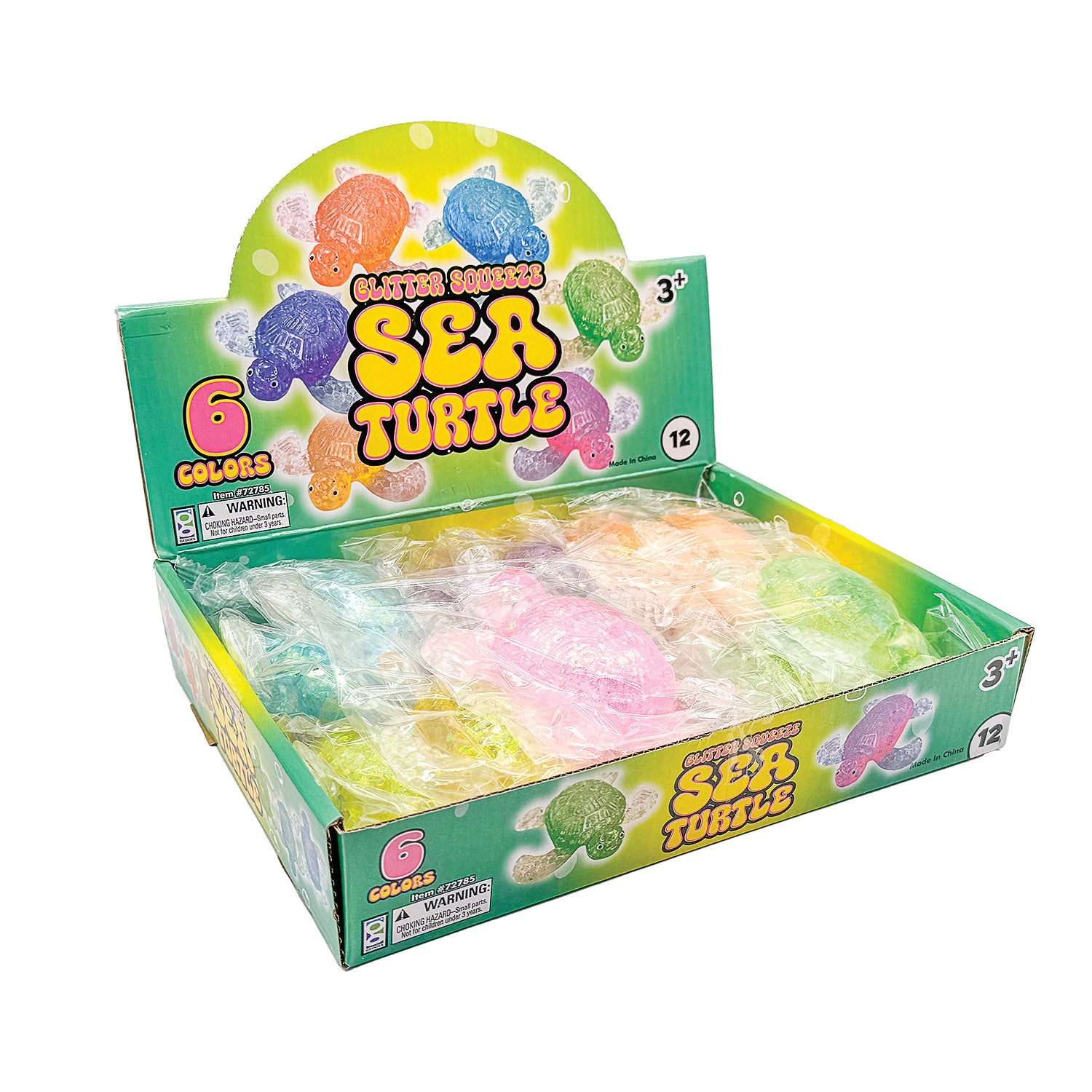 Glitter Squeeze Sea Turtle Toys - 12 per display