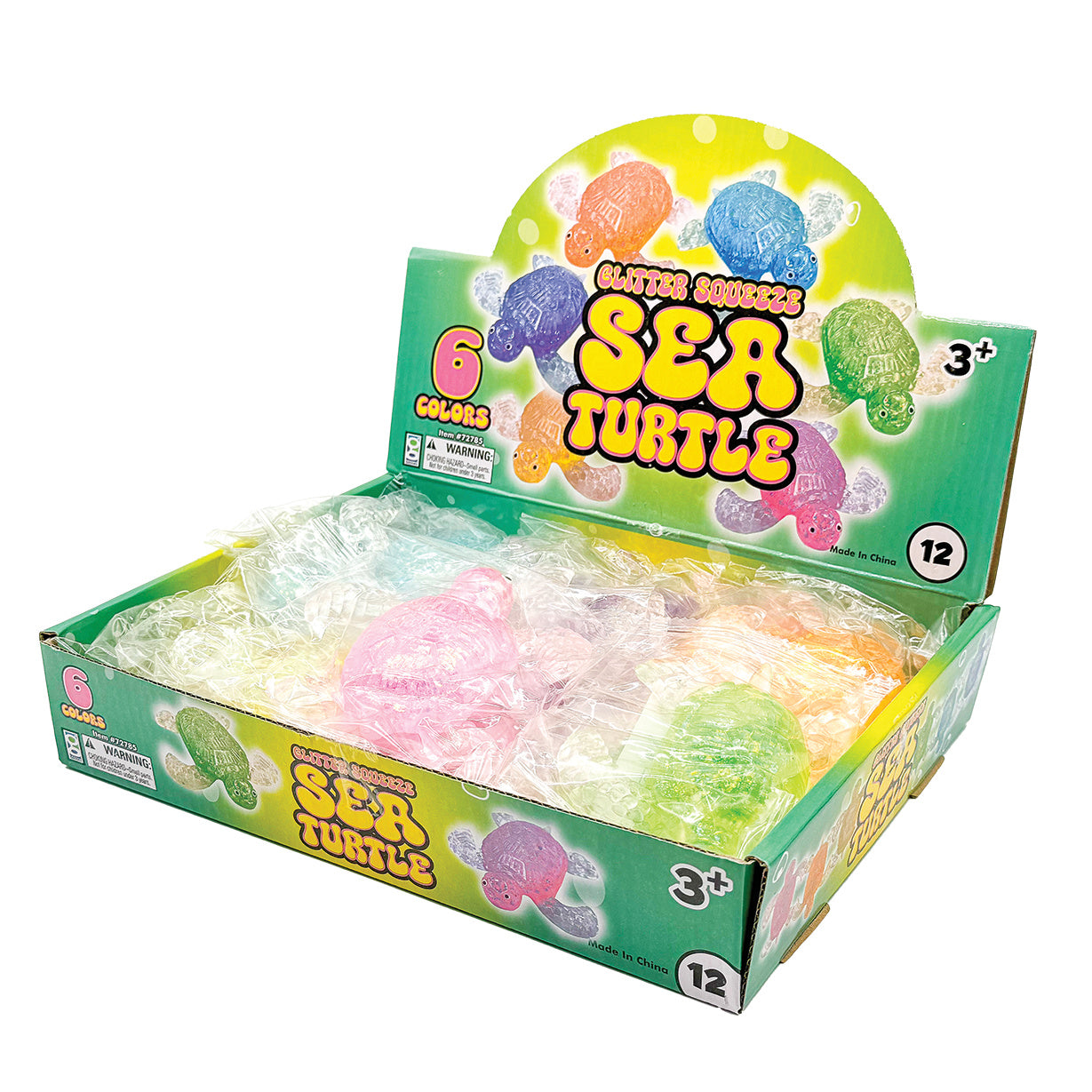Glitter Squeeze Sea Turtle Toys - 12 per display