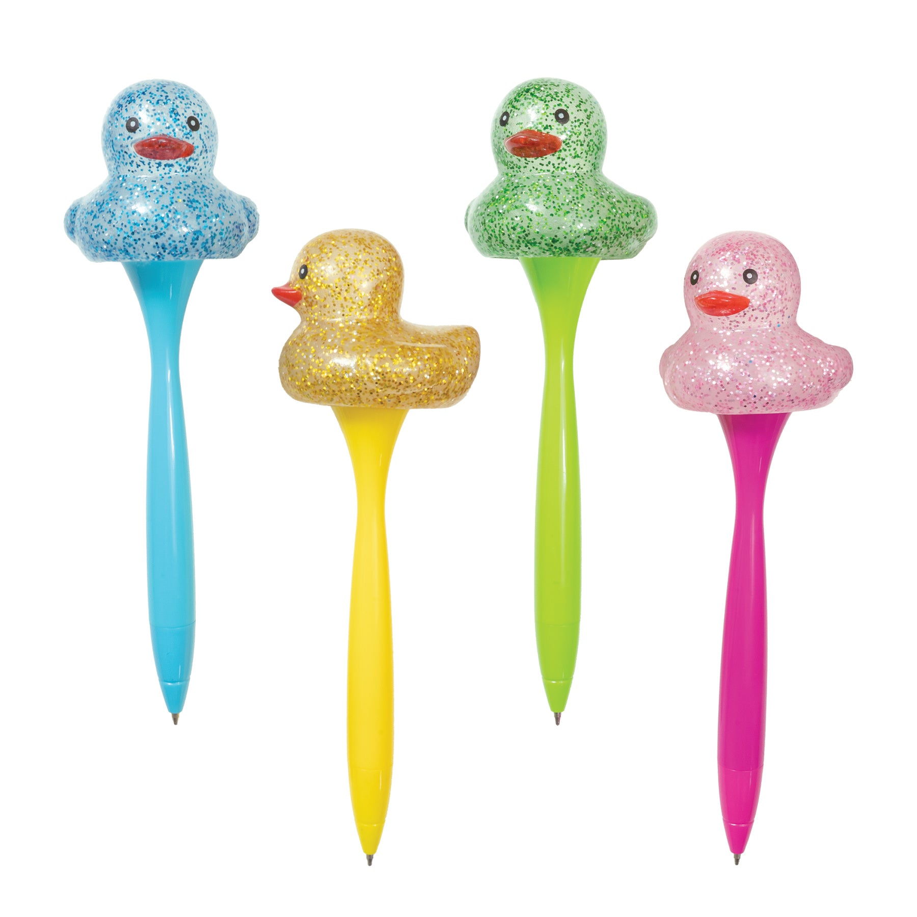 Sparkle & Squeeze Rubber Duck Pens - 12 per tub