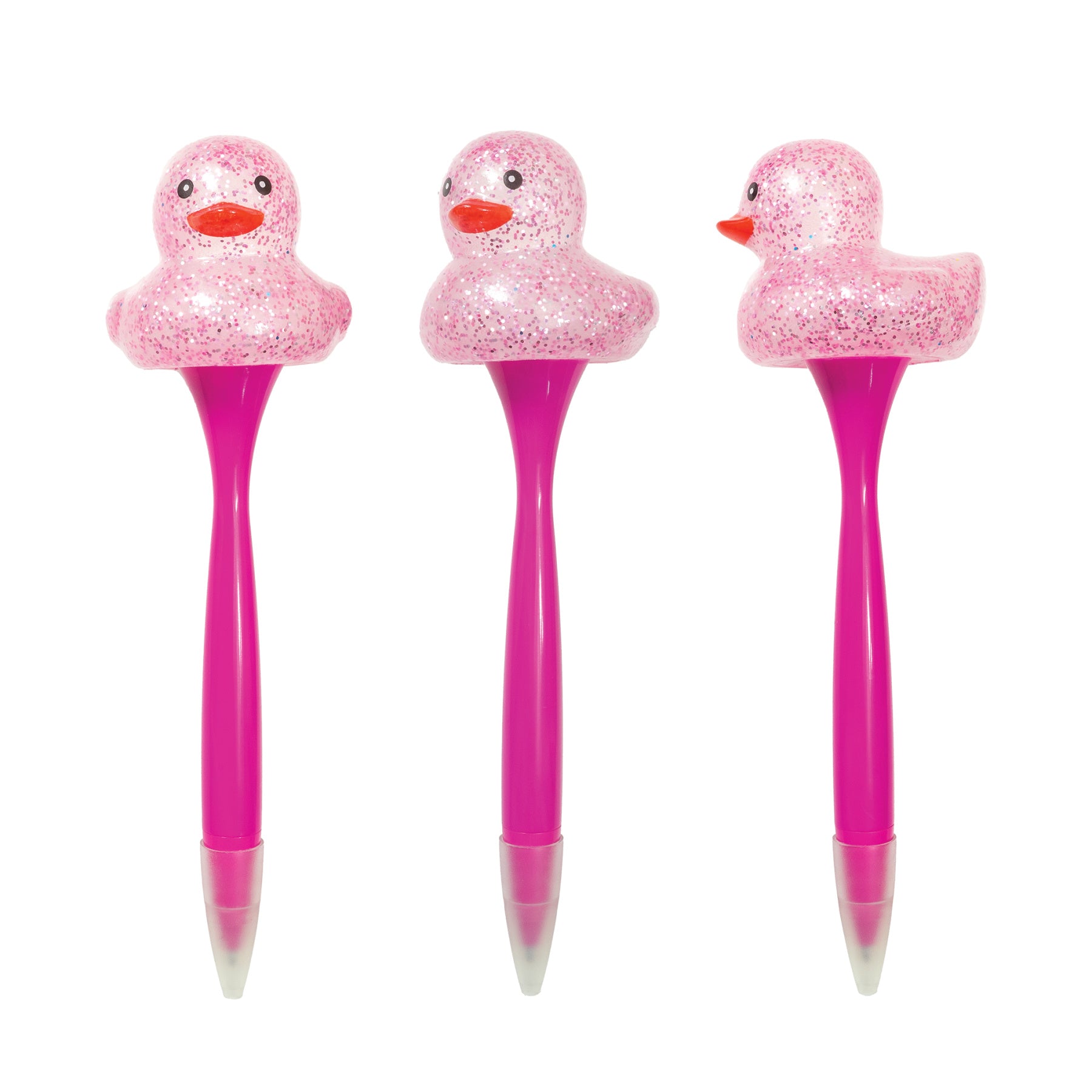 Sparkle & Squeeze Rubber Duck Pens - 12 per tub
