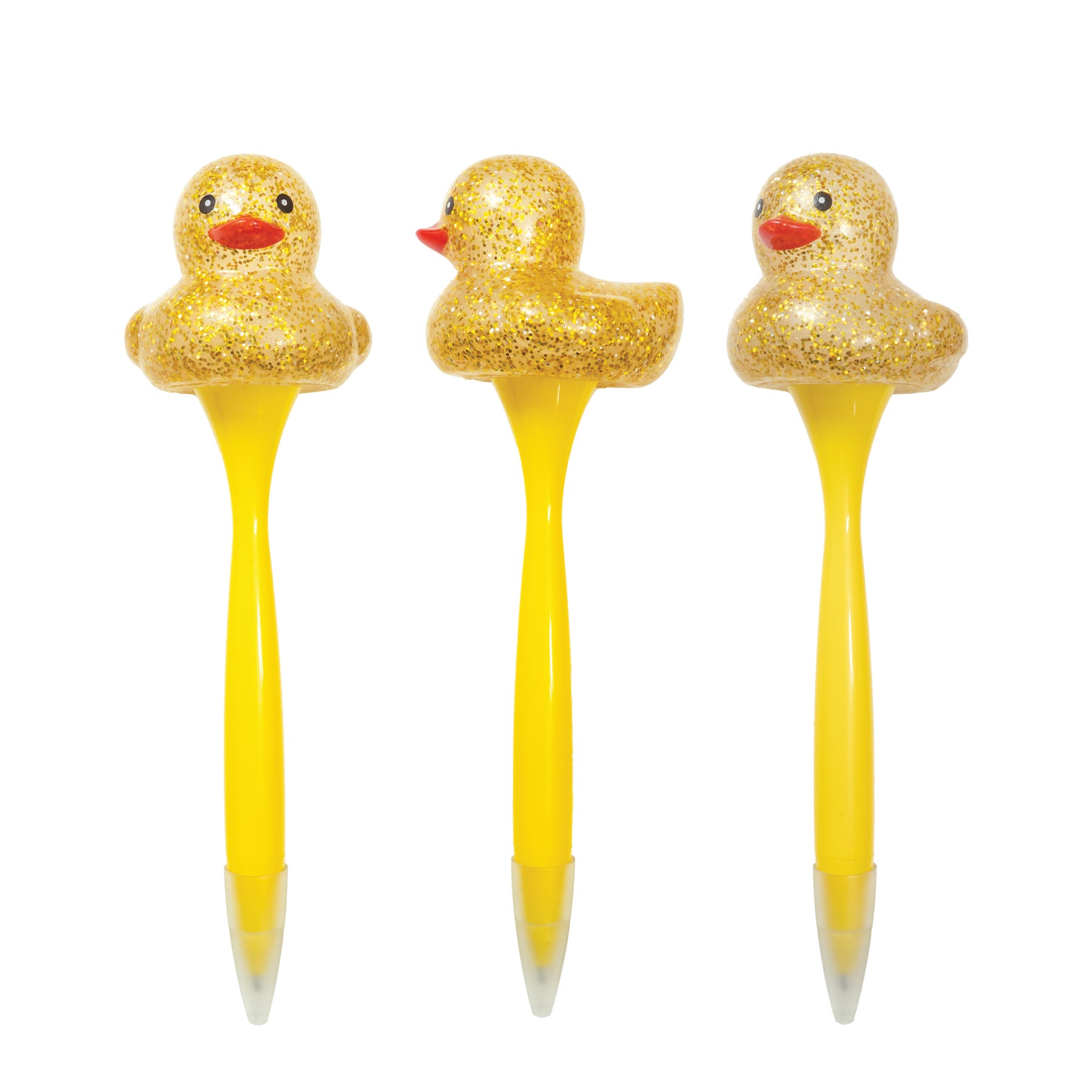 Sparkle & Squeeze Rubber Duck Pens - 12 per tub