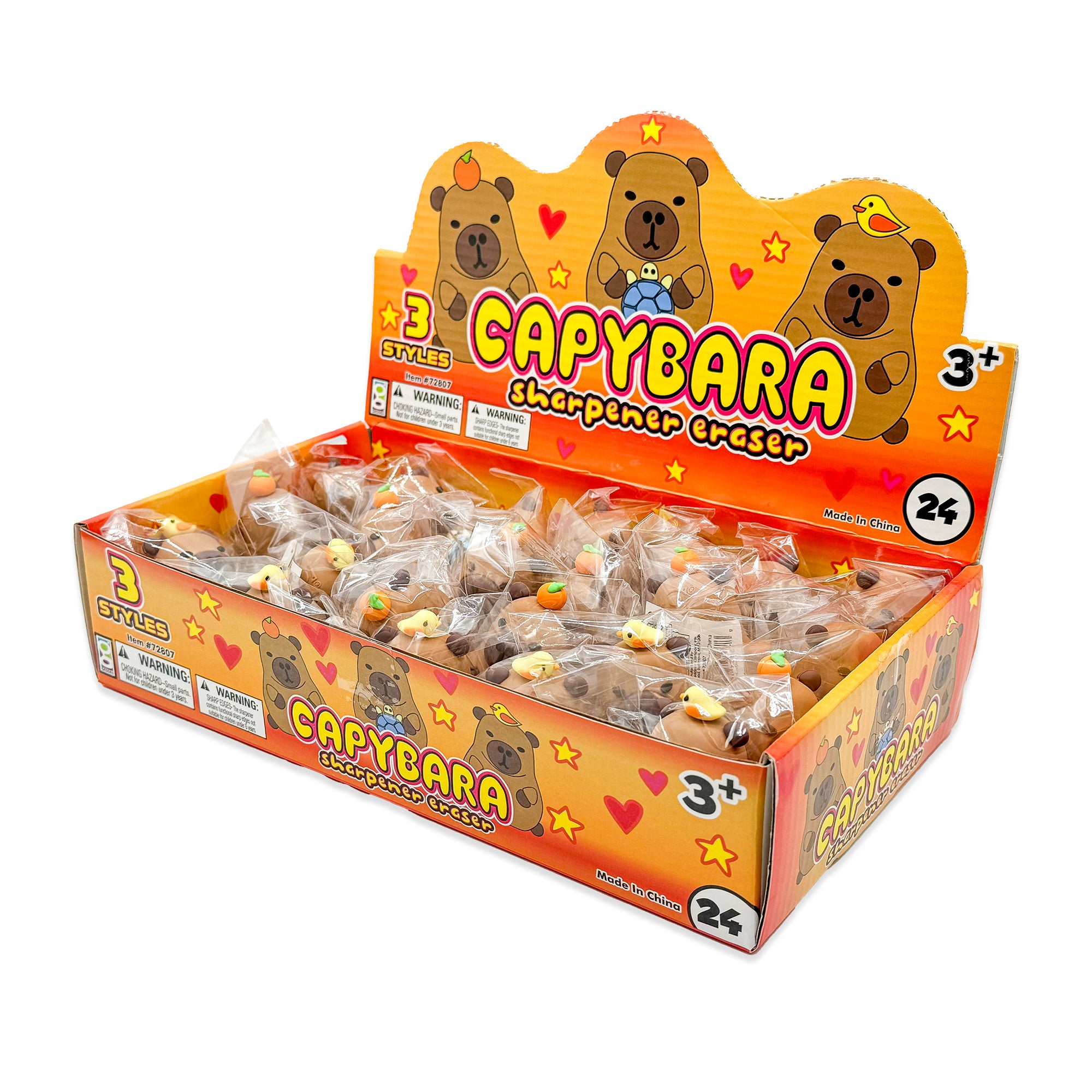 Capybara Pencil Sharpener and Eraser - 24 per display