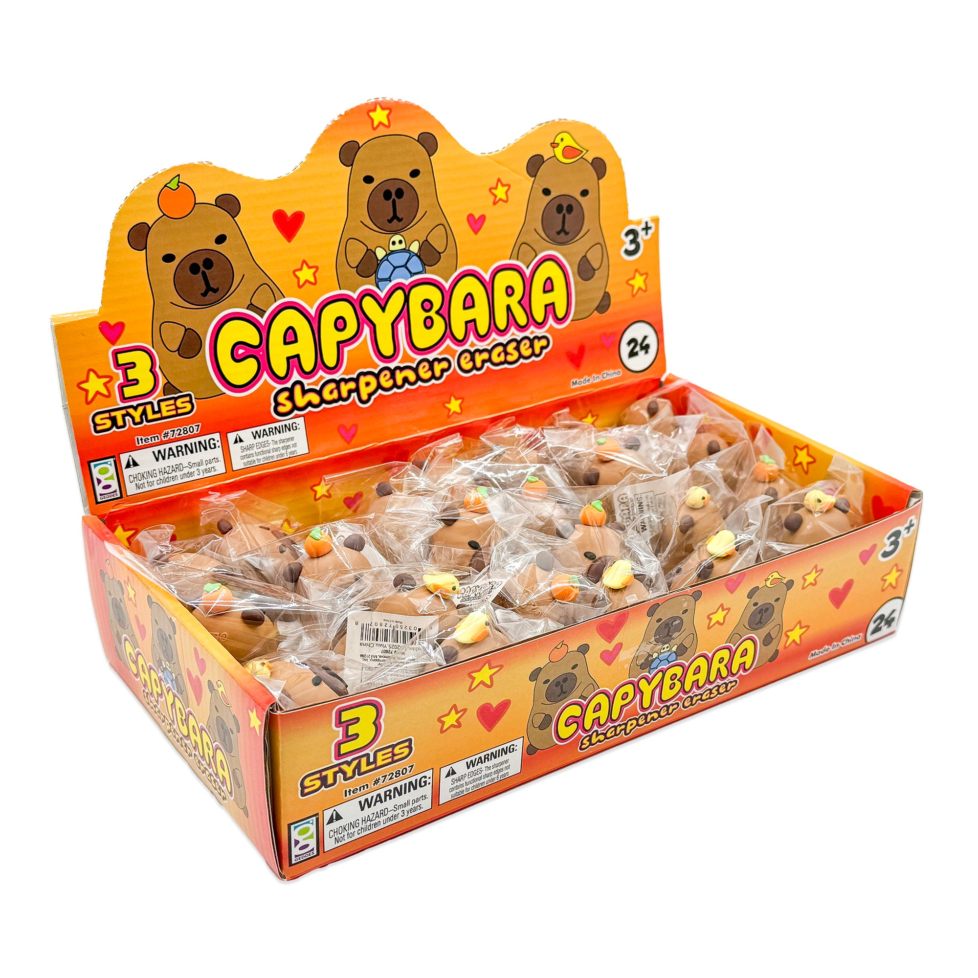 Capybara Pencil Sharpener and Eraser - 24 per display
