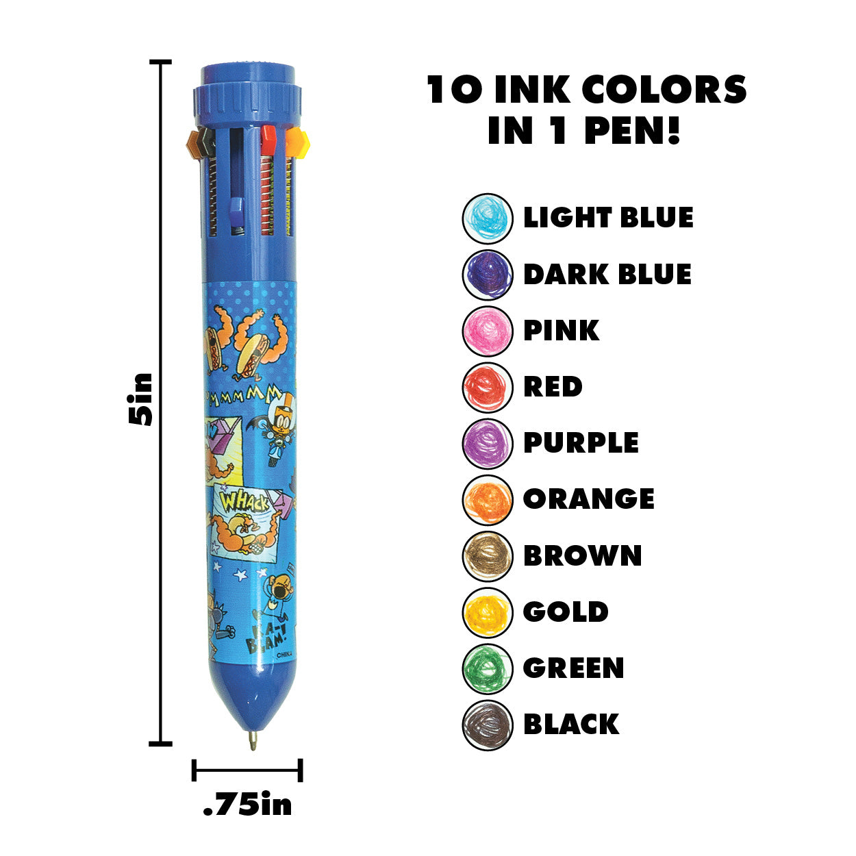 Dog Man 10-Color Pens - 12 per tub