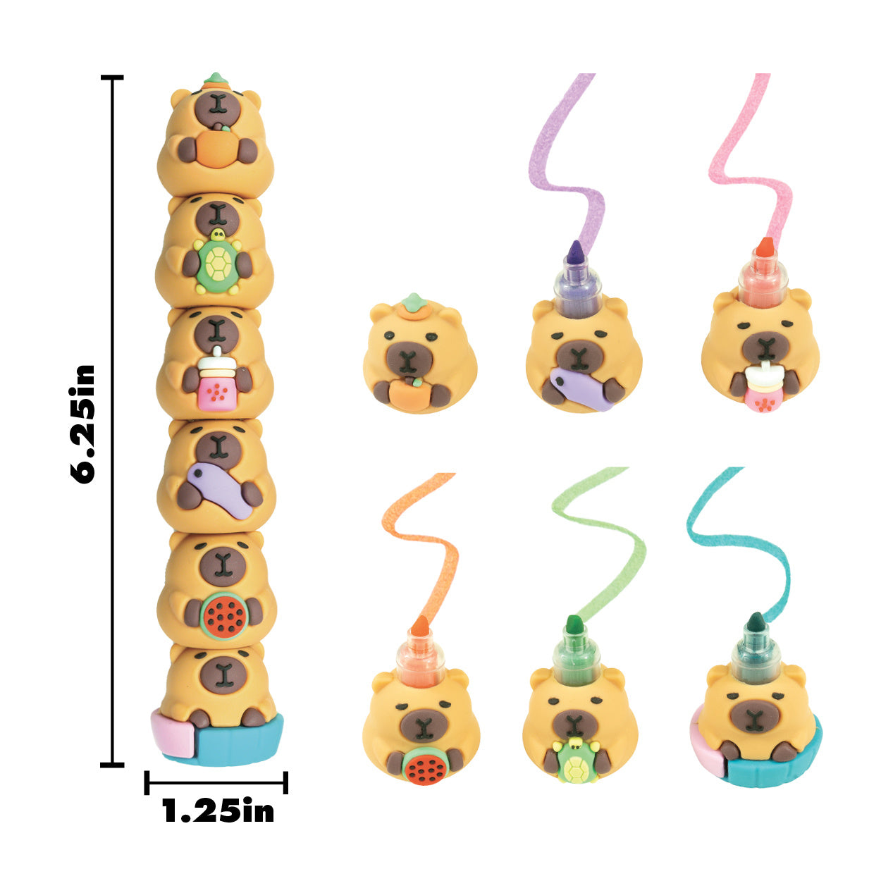 Capybara Stackable Highlighters - 12 per bag