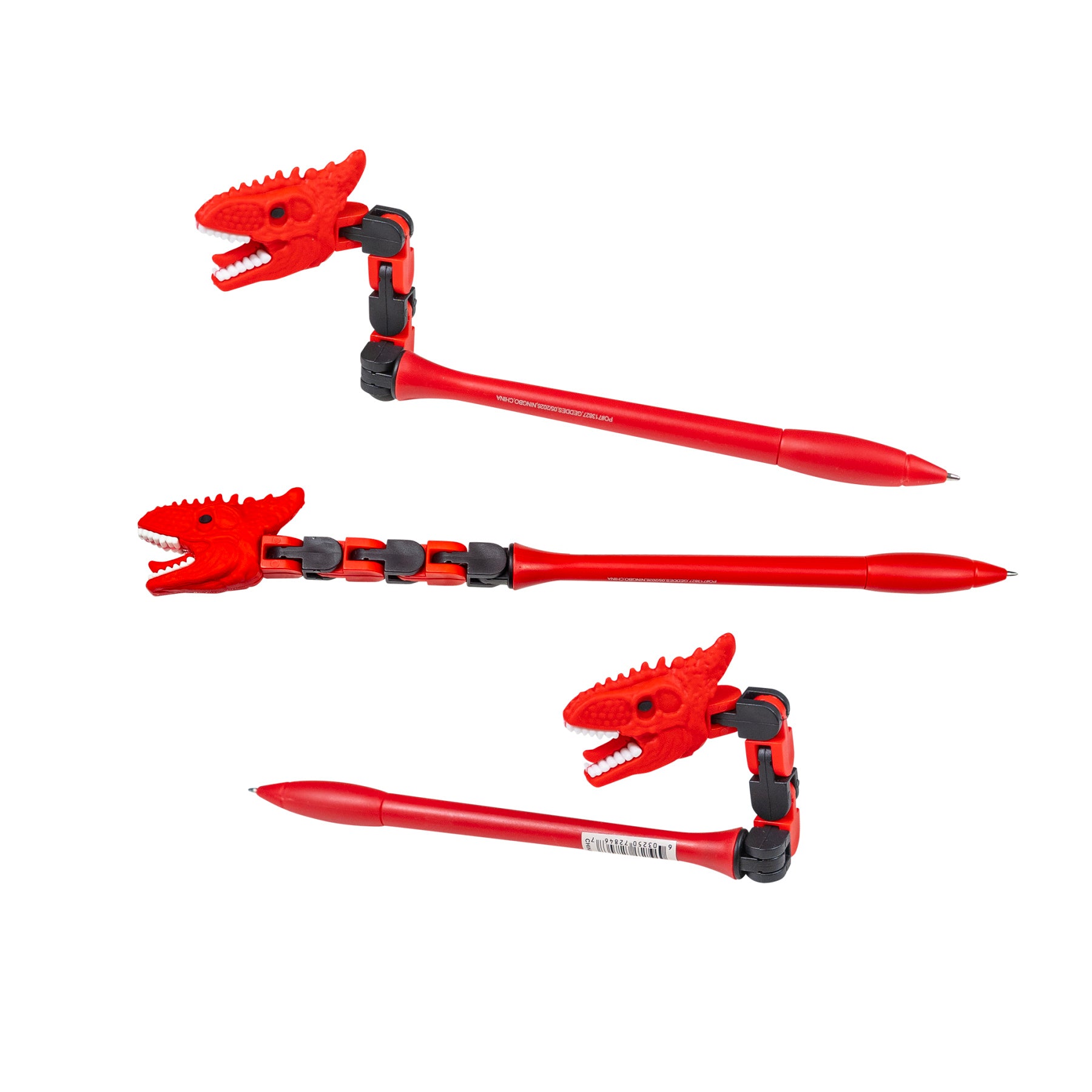 Raptor red Dino Wacky Track Pen shown straight and bent