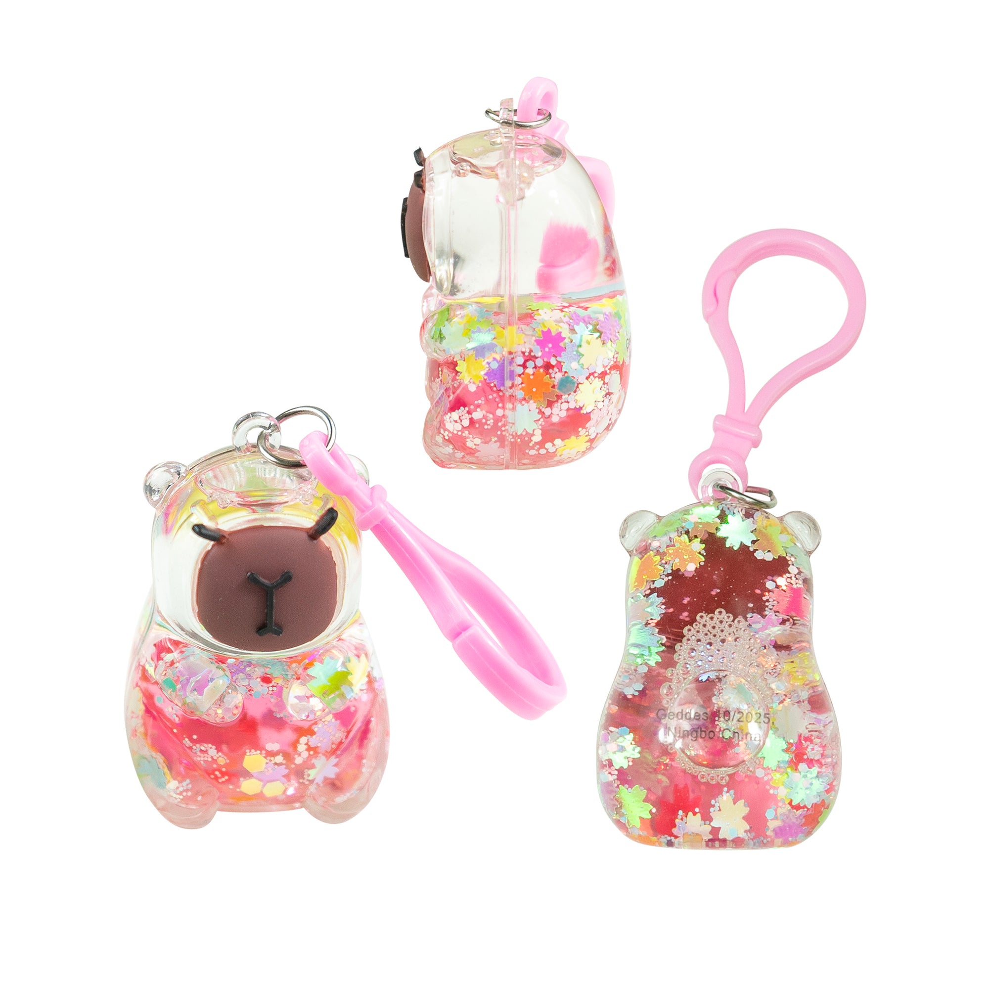 Capybara Shimmer Shake Backpack Buddy Keychain