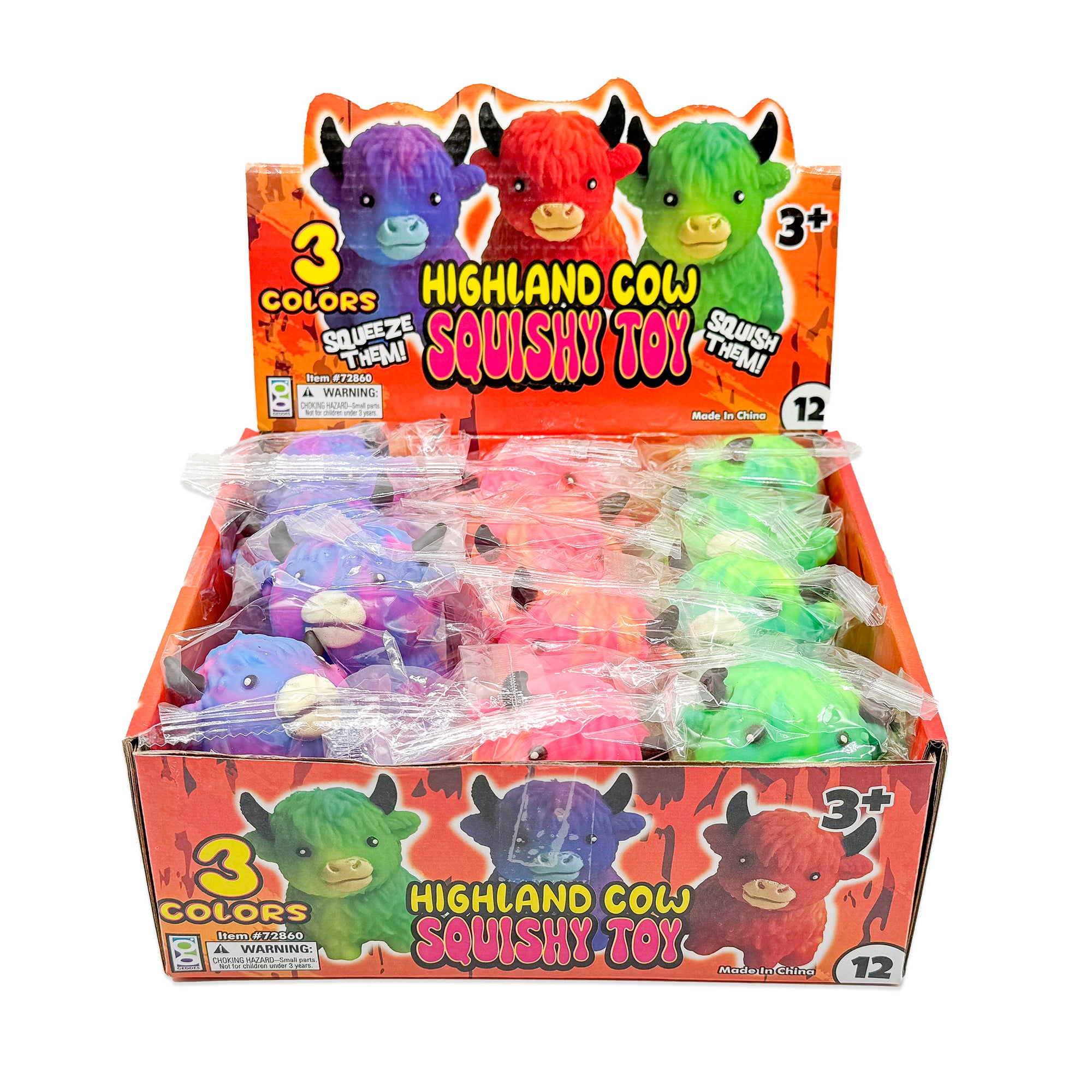 Highland Cow Squishy Toy - 12 per display