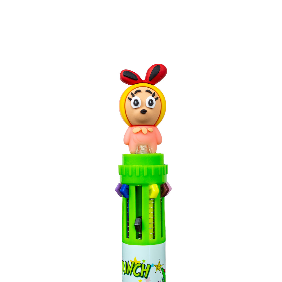 Dr. Seuss™ Grinch 10-color pen featuring a Cindy-Lou Who character topper.