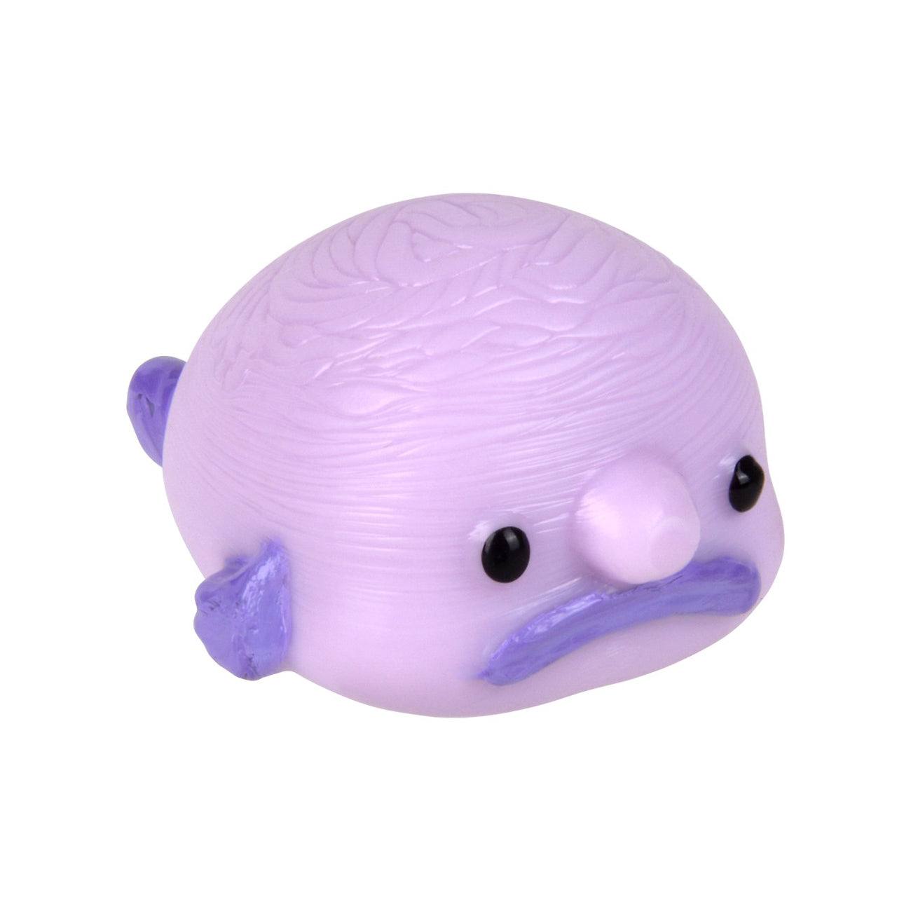 Light Purple Mini Blobfish Figure with dark purple fins closeup