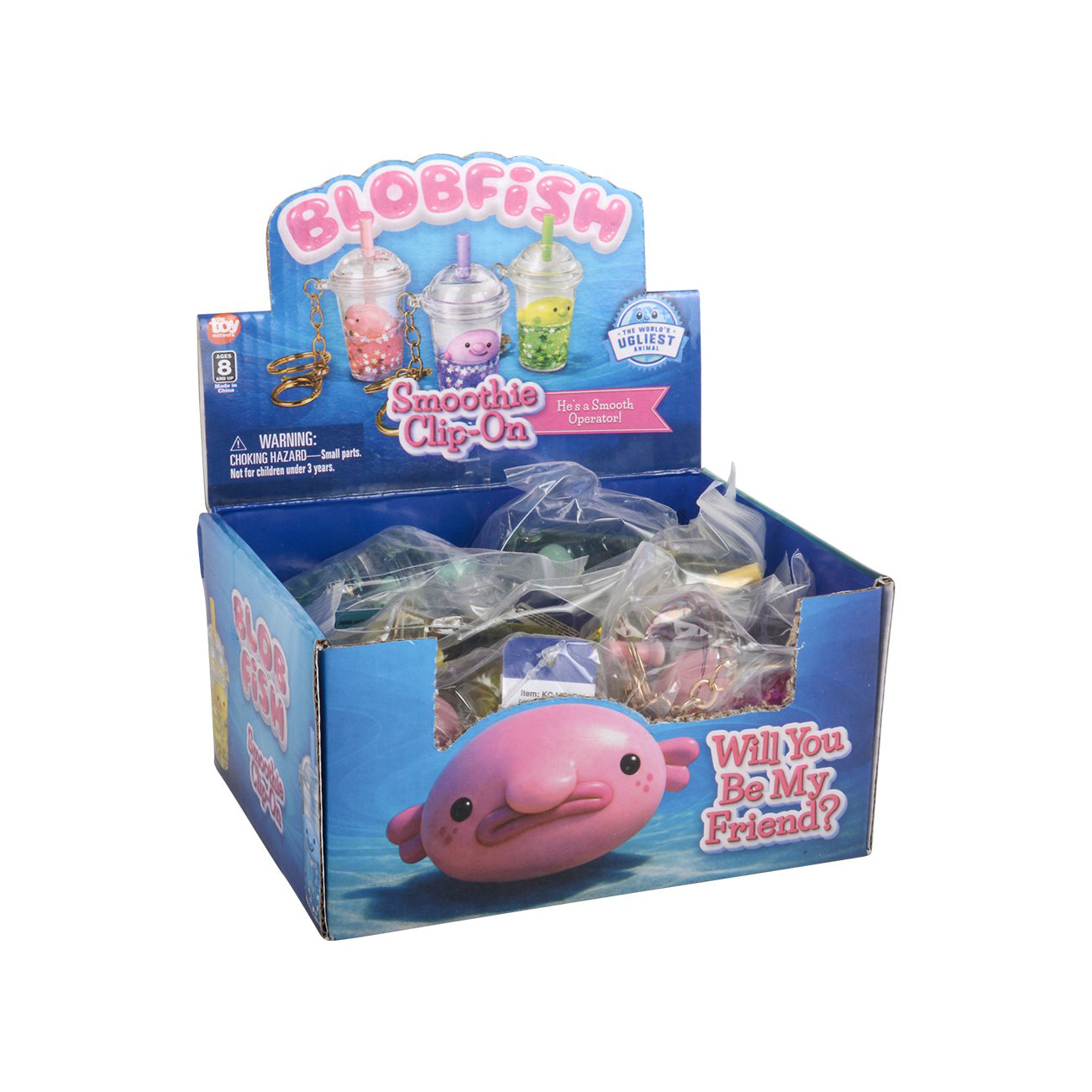 Blobfish Smoothie Clip-on Backpack Buddy Keychain - 12 per display