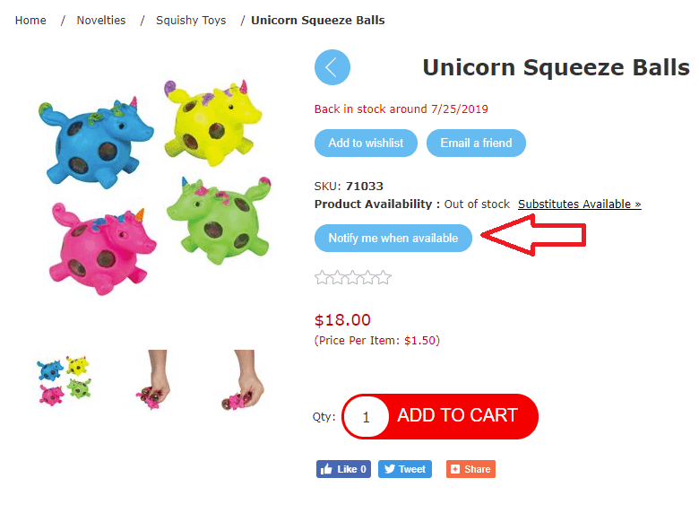 Back in stock notification. Unicorn squeeze balls.
