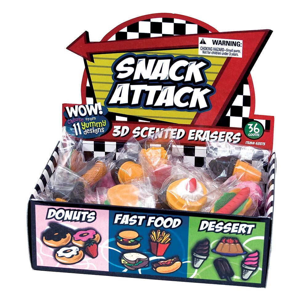 Snack Attack 3D Scented Eraser Display