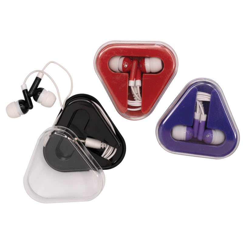 Colored Earbuds With Triangle Case