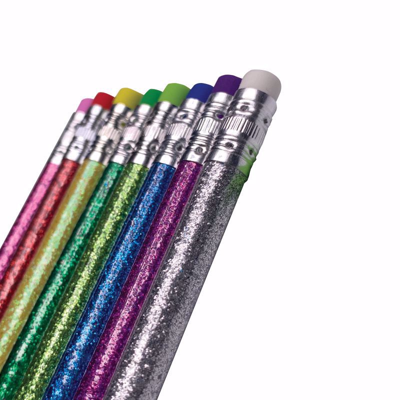 Sparkle Glitter Fun #2 Lead 7.5 Pencils (24 Pack) 6 Glitter Colors:  Yellow, Red
