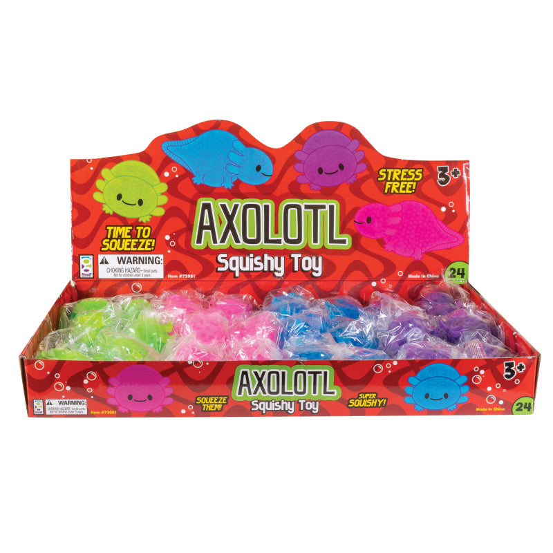 Axolotl Squeeze Antistress 3 Pezzi - Glitter, Morbidi E Rilassanti Per Bambini E Adulti (Verde, Blu, Rosa)